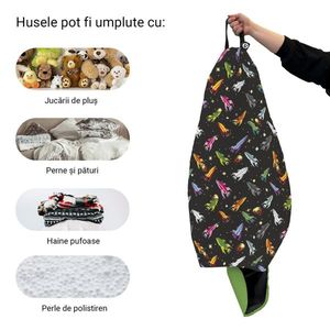 Husa fotoliu Puf Bean Bag tip Para XL fara umplutura retro space ships imagine