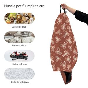 Husa fotoliu Puf Bean Bag tip Para XL fara umplutura Teddy Bear caramiziu imagine