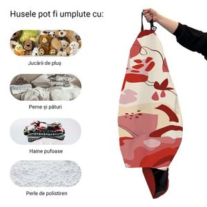 Husa fotoliu Puf Bean Bag tip Para XL fara umplutura Abstract Jungle rosu imagine