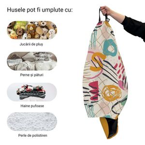 Husa fotoliu Puf Bean Bag tip Para XL fara umplutura Abstract Peony imagine