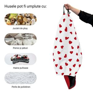 Husa fotoliu Puf Bean Bag tip Para XL fara umplutura inimi fundal alb imagine