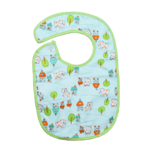 Baveta impermeabila din bumbac cu inchidere velcro 23x20cm Akuku animals green imagine