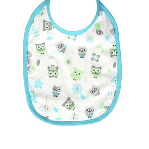 Baveta impermeabila din bumbac cu inchidere velcro 23x20cm Akuku blue owl imagine