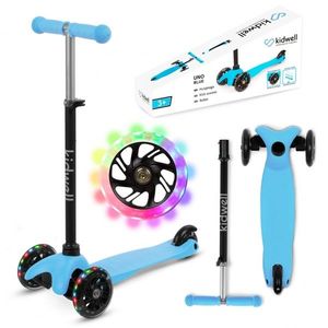 Trotineta Kidwell UNO blue, 3 roti cu lumini LED, ghidon reglabil din aluminiu, greutate maxima 25 kg, varsta 3 ani+ imagine