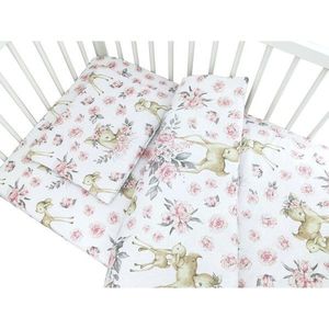 Lenjerie patut cu 5 piese MimiNu 120x60 cm din bumbac Sweet Deer Pink imagine