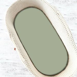 Cearceaf cu elastic MimiNu pentru landou, carucior si cosulet 80x35 cm din jerseu olive imagine