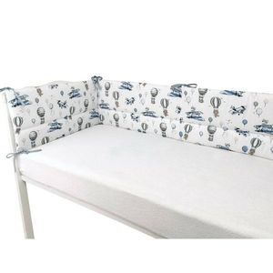 Aparatoare pentru patut MimiNu din bumbac 180x30 cm cu panglici blue plane imagine