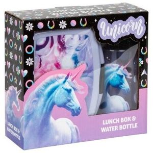 Set cutie de pranz si sticla de apa model Unicorn imagine