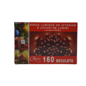 Instalatie de Craciun sirag luminos cu 8 jocuri de lumini 160 de beculete rosii imagine