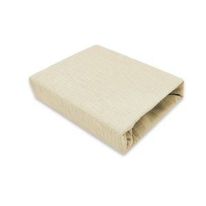 Cearceaf cu elastic MimiNu pentru landou carucior si cosulet 80x35 cm din bumbac Warm beige imagine