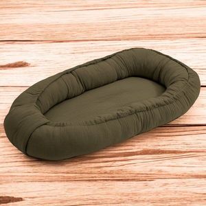 Cosulet bebelus New Baby Baby Nest 80 x 50 cm din muselina khaki imagine