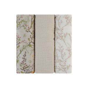 Set 3 scutece din muselina KikkaBoo 75x75 cm Secret Garden Beige imagine