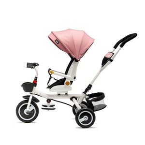 Tricicleta pentru Copii 3 in 1 Juju Bliss Ride, pozitie de somn, reversibila, far luminos, Muzica, cos depozitare, gentuta, protectie UV, cauciucuri spuma EVA, greutate maxima admisa 25kg roz imagine