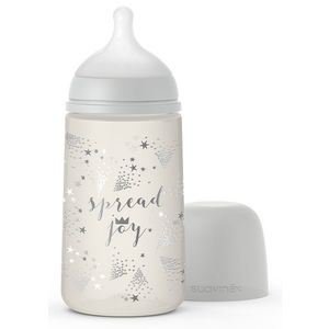 Set cadou biberon 270 ml + suzeta 0-6m si clema Spread Joy Suavinex Silver Premium imagine