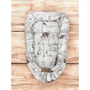 Cosulet bebelus MimiNu Baby Cocoon 75x55 cm din bumbac Design Woodland imagine