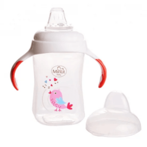 Cana cu manere si cioc de silicon Minut Baby 300 ml 6+ roz imagine