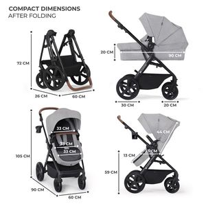 Carucior 3 in 1 Kinderkraft A-Tour light grey imagine