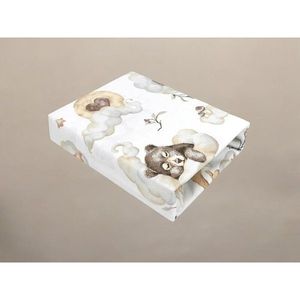 Cearceaf cu elastic Qmini pentru patut co-sleeper Aurora 76x43 cm Teddy Bear and Friend beige imagine