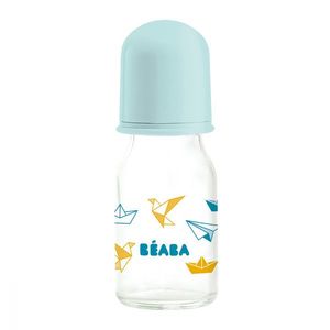 Biberon din sticla Beaba Origami 110 ml bleu imagine