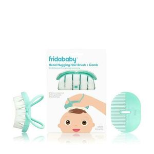 Set de igiena Fridababy perie si piaptan design flexibil include husa depozitare 0 luni+ green imagine