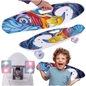 Skateboard pentru copii cu roti LED luminoase si maner imagine