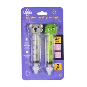 Set 2 bucati irigator nazal tip seringa cu figurine Minut Baby imagine