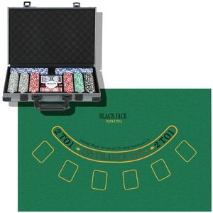 SPORTNOW Set de Poker pentru 10 Jucători cu 400 Jetoane, 2 Pachete de Cărți, 5 Zaruri, Geantă și Covor de Joc, 39, 5x28x8 cm, Multicolor | Aosom Romania imagine