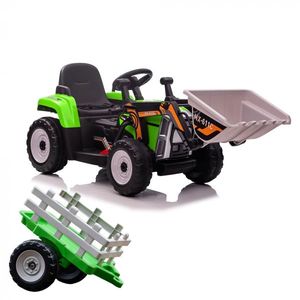 Excavator electric + remorca Kinderauto Farm Traktor 60W 12V RC, Bluetooth Verde imagine