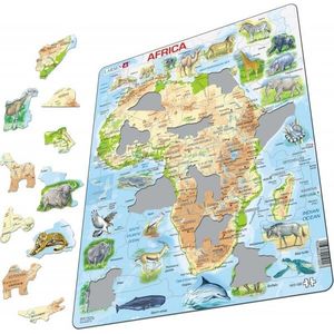 Puzzle - Harta Africii cu animale, 63 piese | Larsen imagine