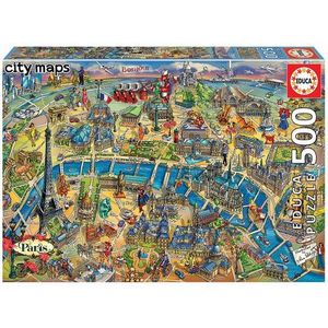 Puzzle 500 piese - Paris Map | Educa imagine