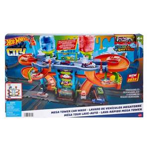 Set de joaca cu masinuta, Hot Wheels, Mega Tower, Spalatorie auto, HDP05 imagine