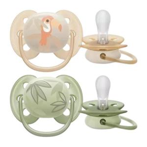 Set de 2 suzete Verde/Bej Soft 0-6 luni, Philips Avent imagine