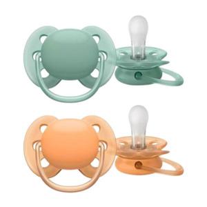 Set de 2 suzete Soft Verde/Coral 0-6luni, Philips Avent imagine