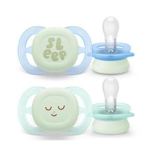 Set de 2 suzete Ultra Start Night 0-2 luni, Philips Avent, Bleu/Verde imagine