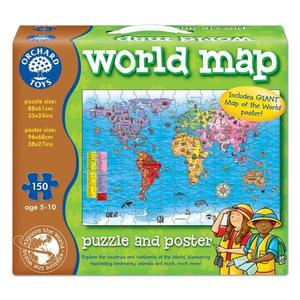 Puzzle si poster Harta lumii (engleza 150 piese) - Worls Map Puzzle & Poster imagine