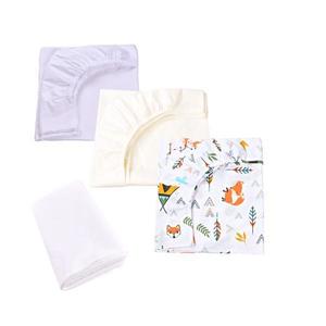 Set 3 cearsafuri alb crem si model animalute+ protectie impermeabila patut 90x40 50 cm imagine