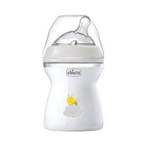 Biberon cu tetina din silicon, Chicco, Natural Feeling, 250ml, Alb 2-6 luni imagine