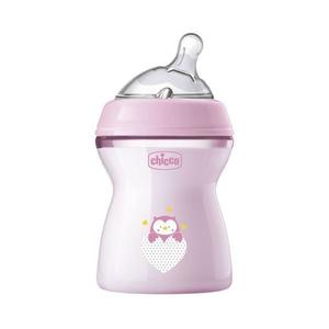 Biberon cu tetina din silicon, Chicco, Natural Feeling, 250ml, Roz 2-6 luni imagine