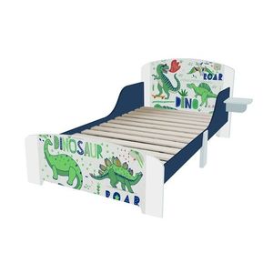 Pat pentru copii Junior Dinozauri, U-grow, 143x92.5x60 cm, MDF, multicolor imagine