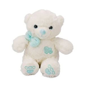 Ursulet de plus cu papion, Puffy Friends, Bleu, 30 cm imagine