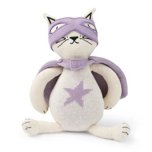 Jucarie de plus din bumbac organic, Picca Loulou, Super-pisica Cathy, 25 cm imagine