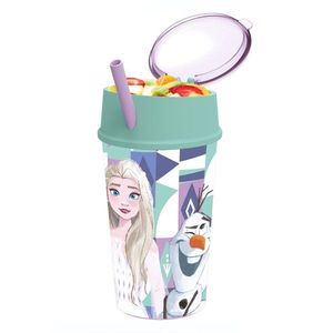 Pahar cu pai si compartiment superior, Stor, Frozen, 400 ml imagine