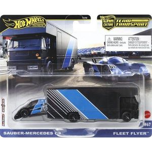 Transportator cu masinuta Hot Wheels, Sauber Mercedes C9 & Fleet Flyer, HRV41 imagine