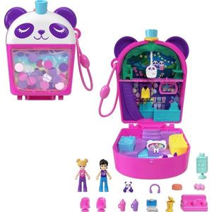 Set de joaca cu 2 papusi si 12 accesorii Polly Pocket, Bubble Tea Panda, HWN95 imagine