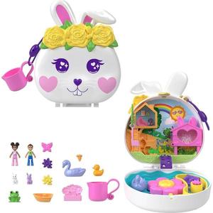 Set de joaca cu 2 papusi si 12 accesorii Polly Pocket, Flower Garden Bunny, HKV36 imagine