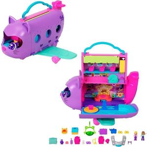 Set de joaca cu 2 papusi, Polly Pocket, Kitty Airplane, HWP19 imagine