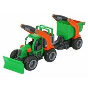 Tractor cu plug de zapada si remorca cu container, Wader imagine