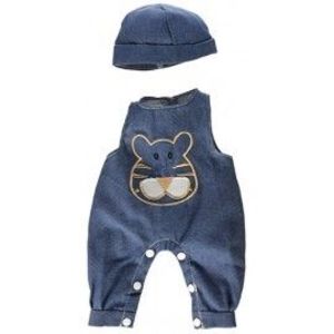 Salopeta jeans cu palarie pentru papusi 40-42 cm - Miniland imagine