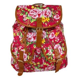 Rucsac urban Roses, fond roz inchis - LaRue imagine