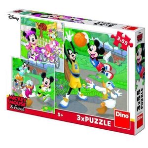 Puzzle 3 in 1 - mickey si minnie sportivii (55 piese) imagine